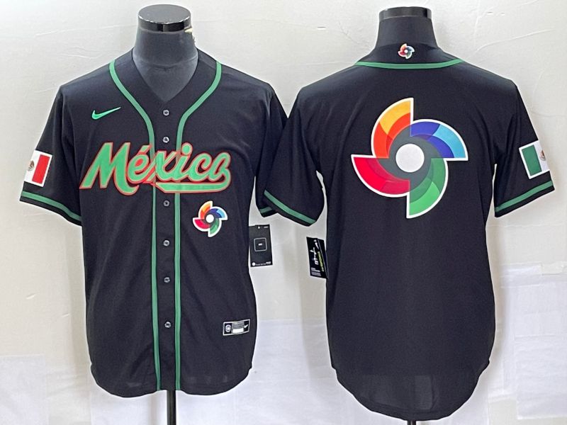 Men 2023 World Cub Mexico Blank Black Nike MLB Jersey13